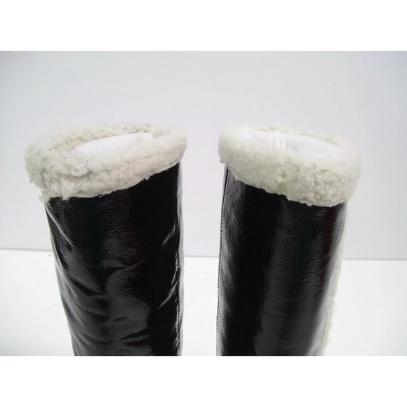NIB Michael Kors Derby Boot Black Patent Leather Fur - Picture 3 of 8